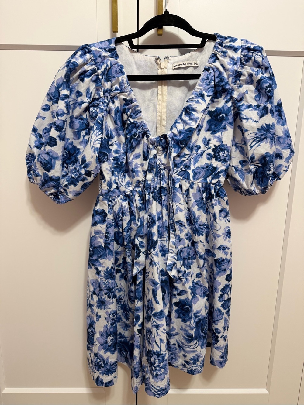 Abercrombie Blue Floral Puff-Sleeve Dress